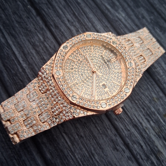 Mens Rose Gold Paved 44mm Royal Oak Watch